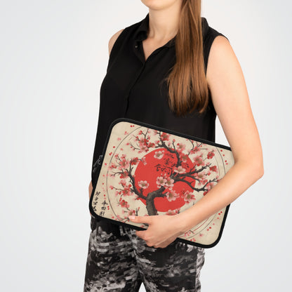 Nature's Brushstrokes: Laptop Sleeve Featuring Captivating Cherry Blossom Drawings