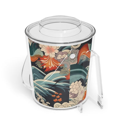 Elegant Kimono Ice Bucket with Tongs: Embrace Japanese Artistry