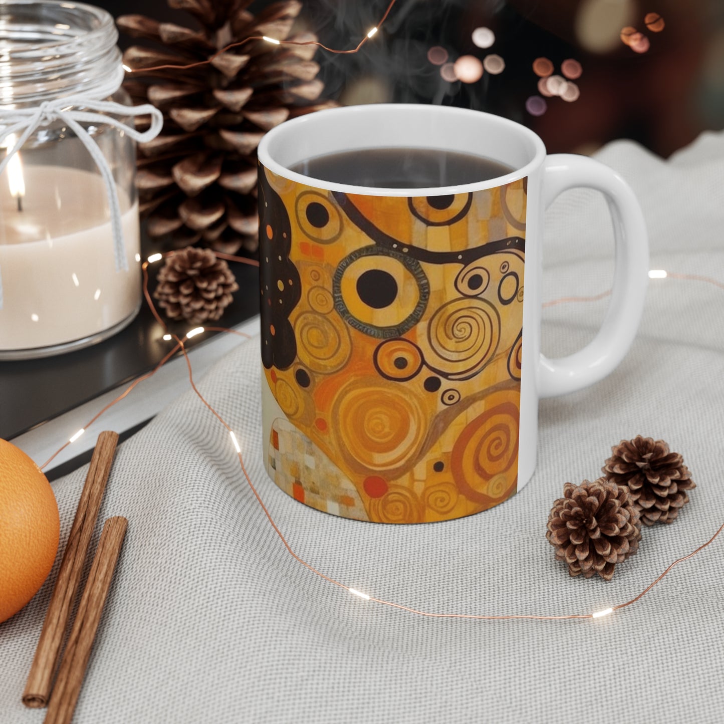 Gustav Klimt Inspired Ceramic Mug: A Tribute to the Iconic Art of the Vienna Secession