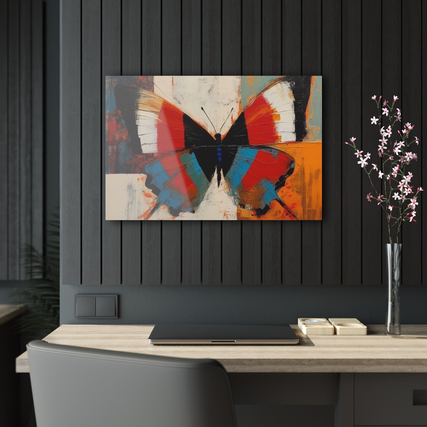 Bauhaus-Inspired Butterfly Symphony: Acrylic Prints with Vibrant Colors and Intricate Details