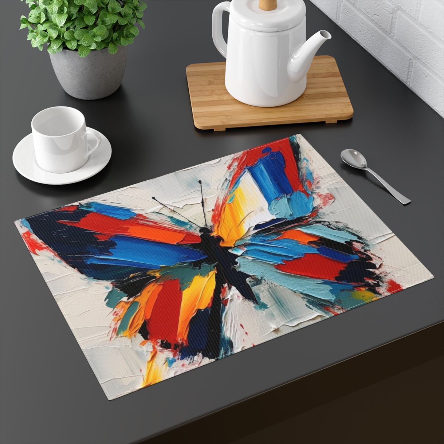 Abstract Placemat for Art Lovers: Butterfly-Inspired Delight