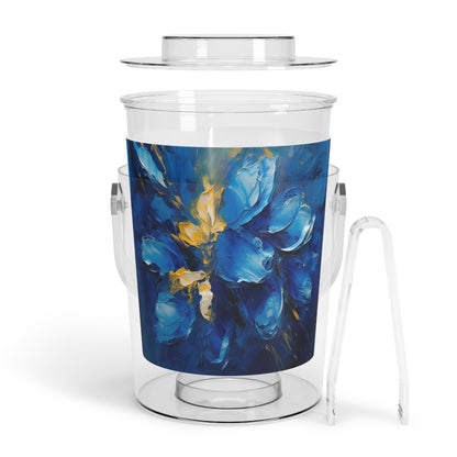 Abstract Wallpaper Ice Bucket with Tongs: Immersive Floral Beauty with Blue Orchid Motif