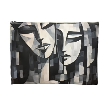 Abstract Oil Paint Accessory Pouch: Cubist Artistry in a Portable Masterpiece