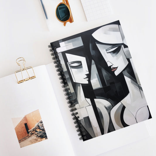 Black and White Wallpaper  Spiral Notebook: Immersive Cubist Style in Every Word