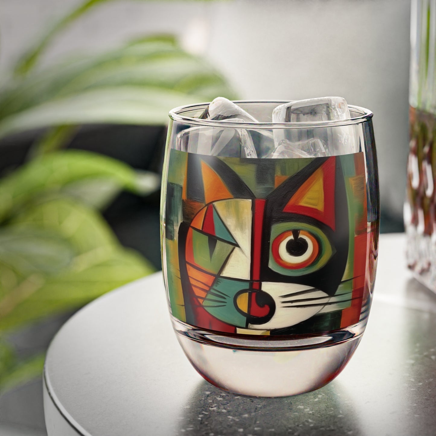 Picasso's Retro Gallery: Midcentury Modern Whiskey Glass with Vintage Fashion and Artistic Touch