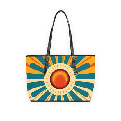 Atomic Age Sunshine: Midcentury Modern Sun PU Leather Shoulder Bag