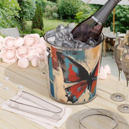 Ice Bucket with Tongs with Bauhaus-Inspired Butterfly: Embrace the Subtle Elegance of Nature