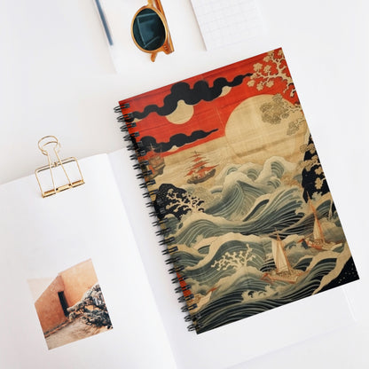 Artistic Fusion - Where Japanese Tapestry Meets the Perfect Spiral Notebook