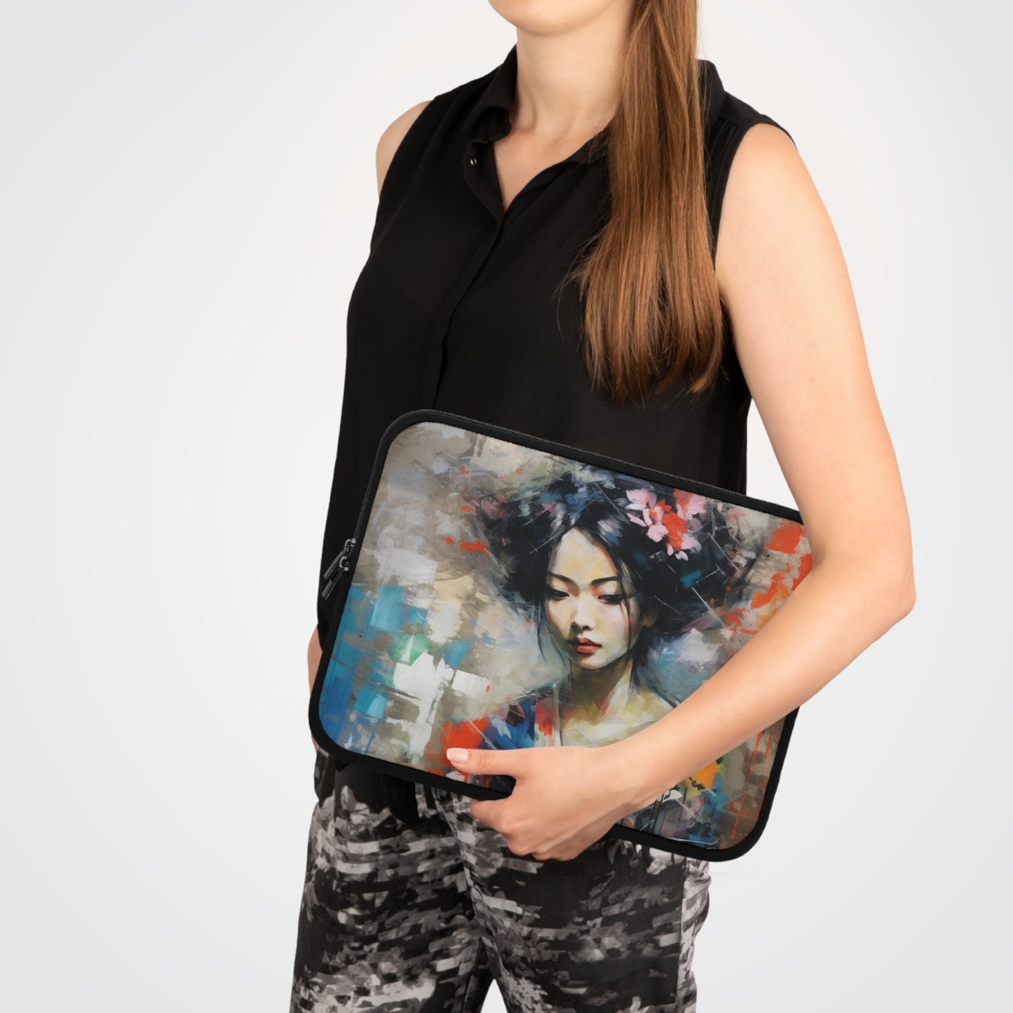 Laptop Sleeve with Geisha Art: Japanese Artistic Flair