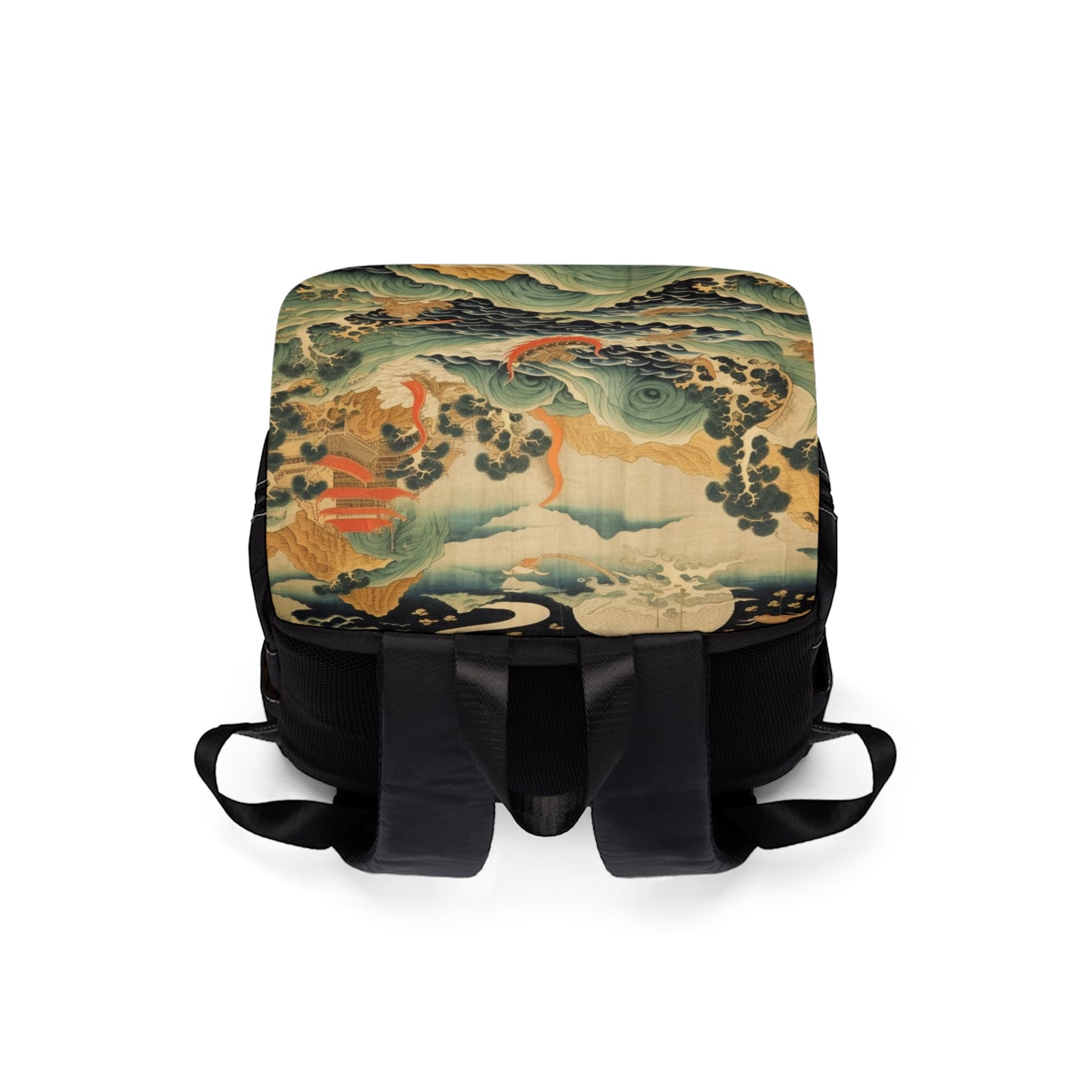 Harmony of the Elements: Japanese Tapestry-Inspired Unisex Casual Shoulder Backpack