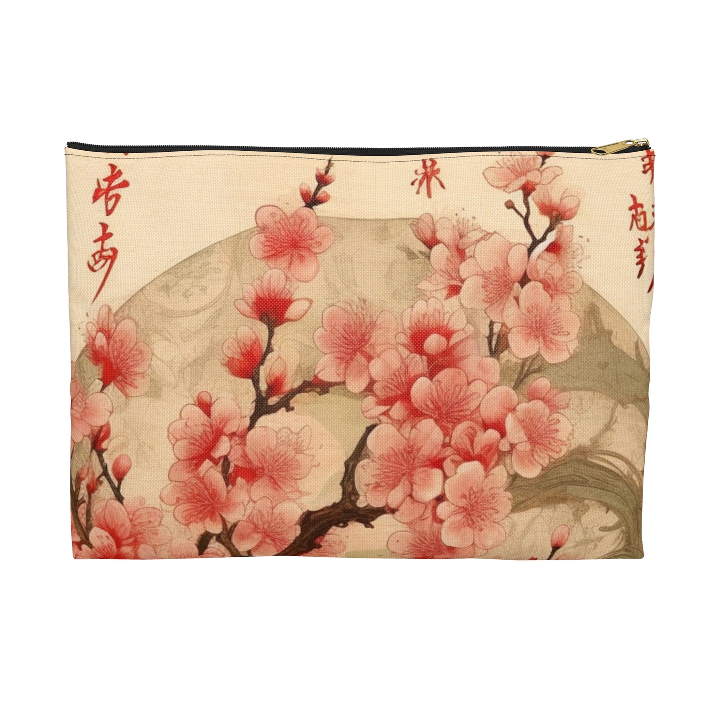 Whimsical Blossom Dreams: Accessory Pouch with Delightful Flower Drawings and Cherry Blossoms