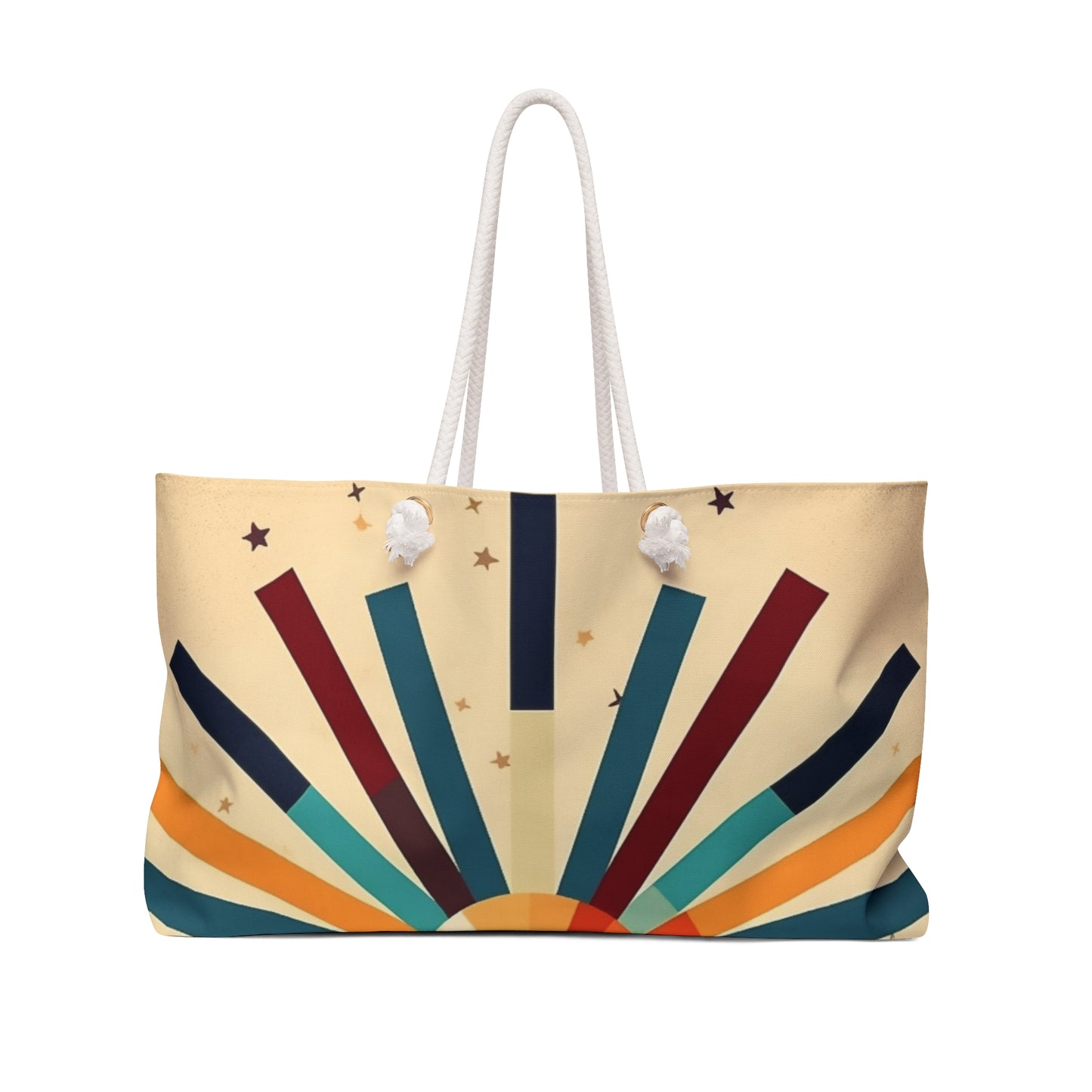 Midcentury Modern Sophistication: Stylish Starburst Candy Colored Weekender Bag for Women