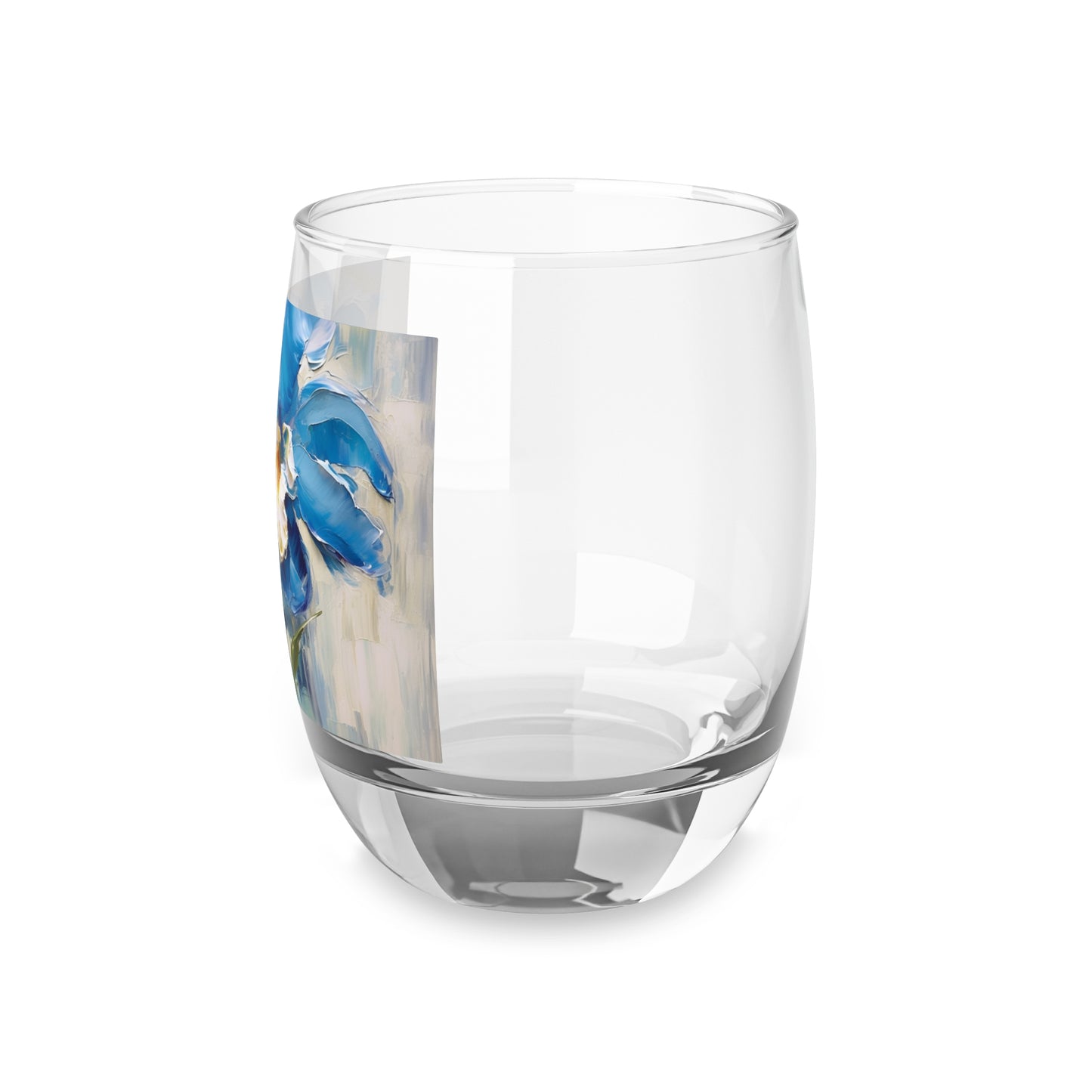 Embrace Artistic Expression with Blue Orchid Abstract Painting Whiskey Glass