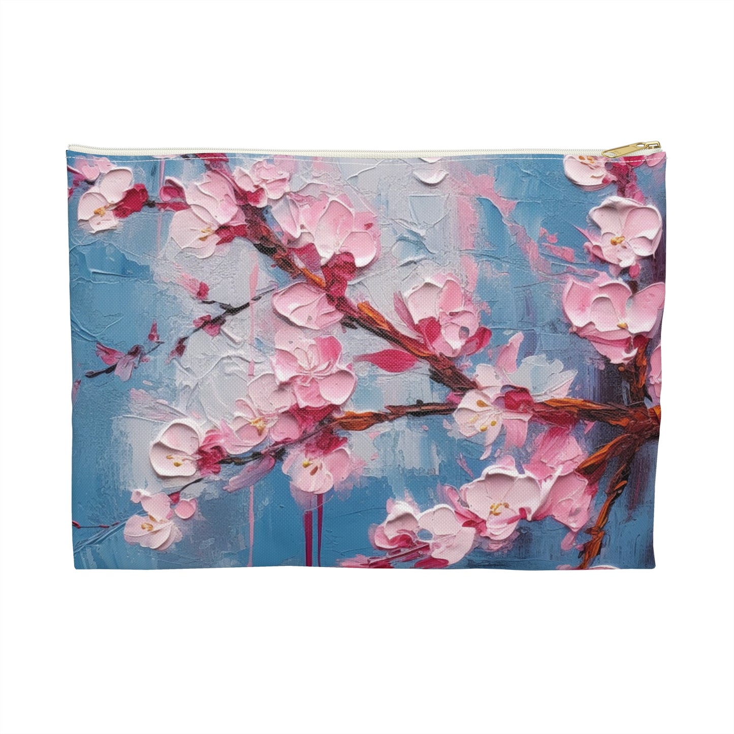 Accessory Pouch with Abstract Cherry Blossom Drawing: Embrace the Serenity