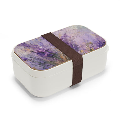 Lavender Elegance: Bento Box with Delicate Flower Drawings