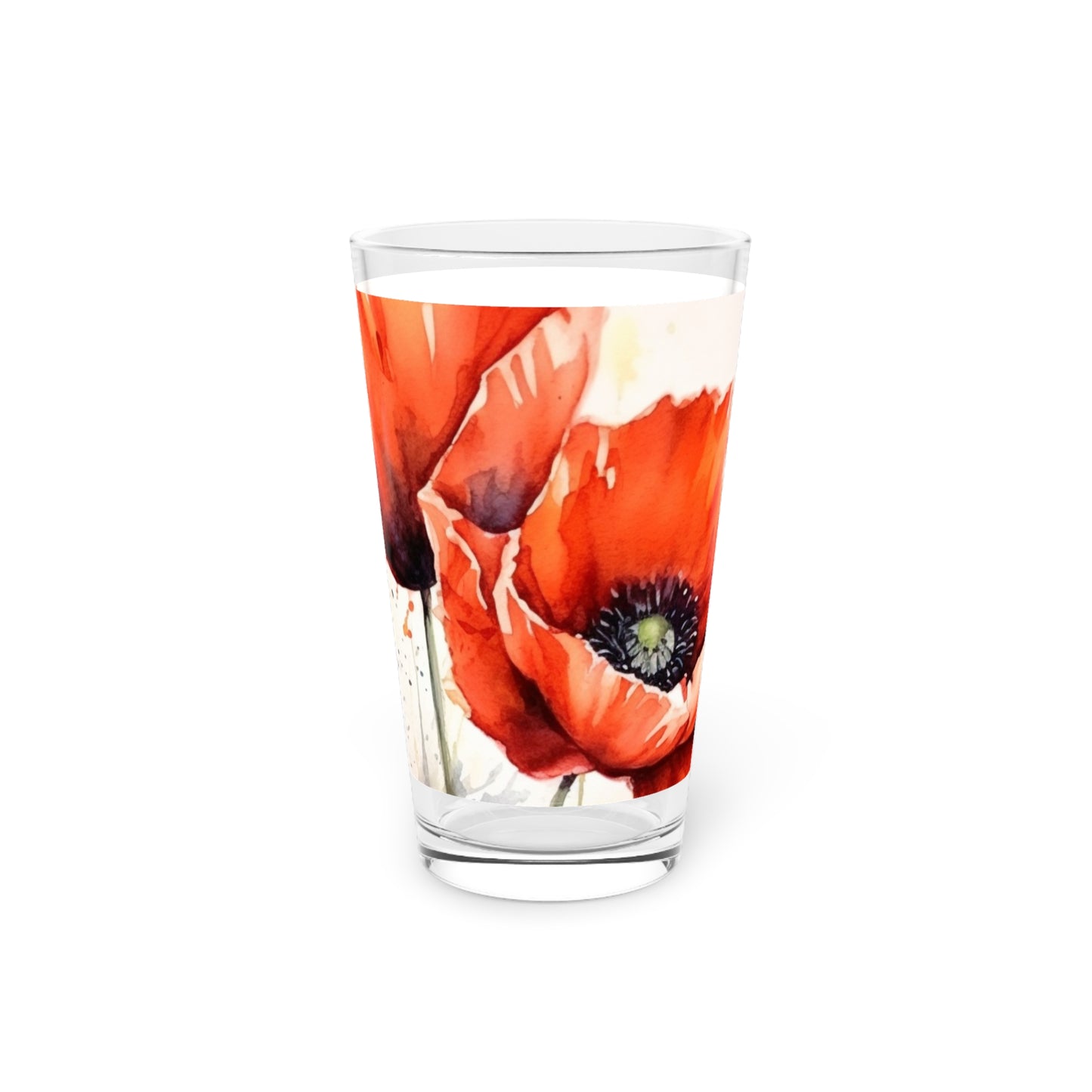 Whimsical Poppy Flower Watercolor Pint Glass: An Artistic Delight