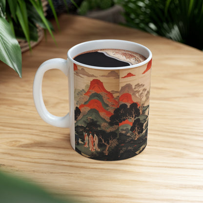 Ceramic Mug: Custom Japanese Tapestry - Infuse Your Coffee Break with Unique Artistic Expression