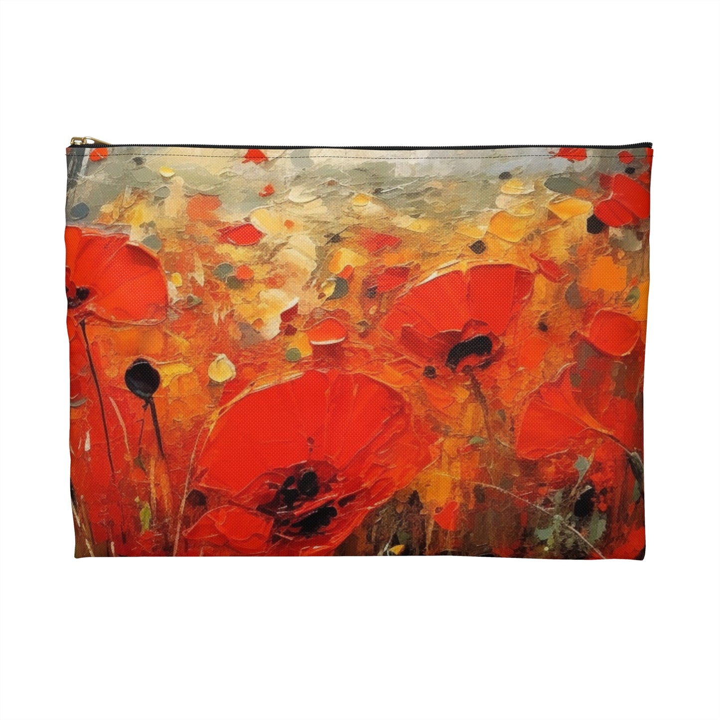 Whimsical Poppy Art on Accessory Pouch