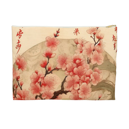 Whimsical Blossom Dreams: Accessory Pouch with Delightful Flower Drawings and Cherry Blossoms