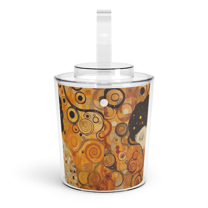 Gustav Klimt Inspired Ice Bucket with Tongs: A Tribute to the Iconic Art of the Vienna Secession