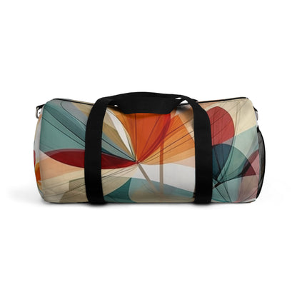 Floral Blossom: Atomic Age Duffel Bag with Midcentury Modern Design and Flower Drawings