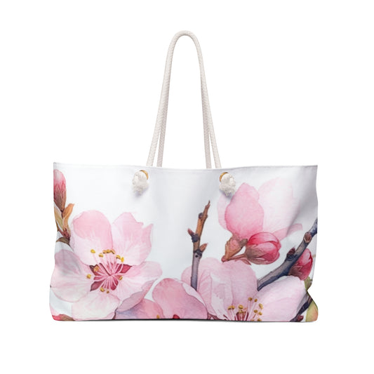 Whimsical Delight: Watercolor Cherry Blossom Tree Weekender Bag