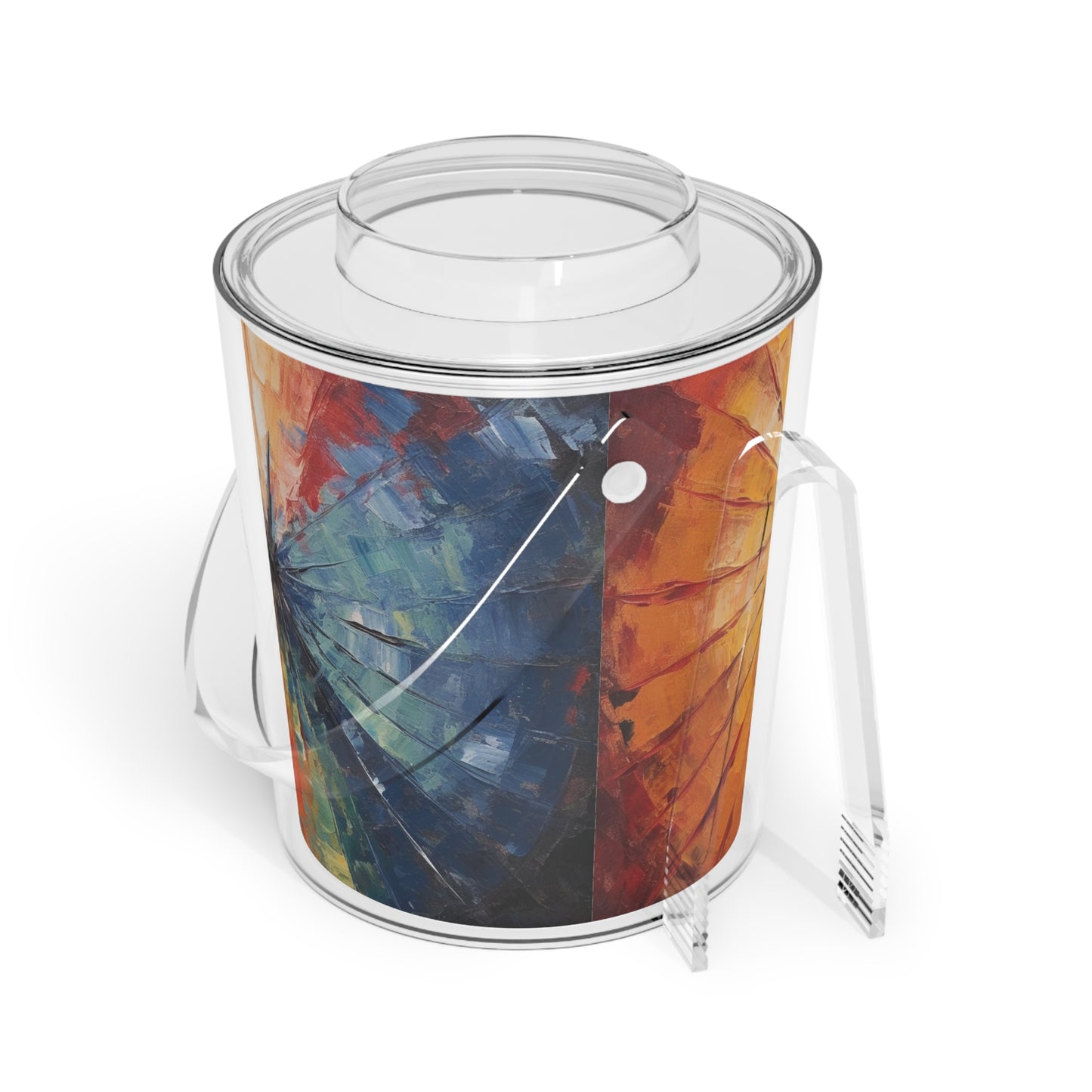 Abstract Art Ice Bucket with Tongs: Japanese Umbrella, A Reflection of Creativity