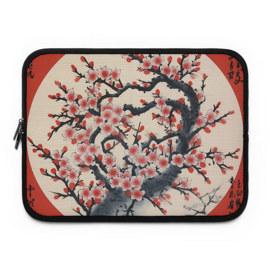 Enchanting Petal Symphony: Laptop Sleeve Celebrating Cherry Blossom Tree Drawings