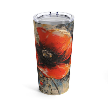 Poppy Elegance in Your Hands: Tumbler with Delicate Flower Drawings