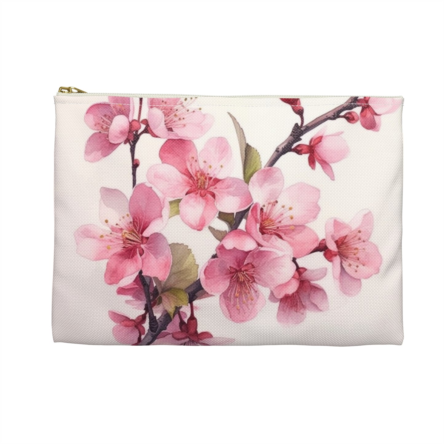 Artistic Flourish: Floral Watercolor Cherry Blossom Accessory Pouch