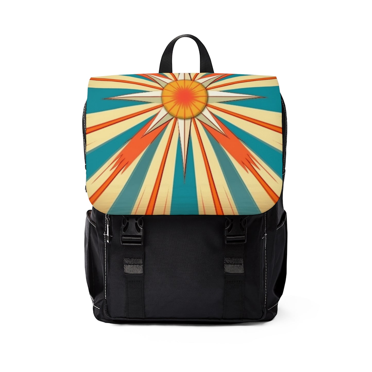 Fashion-forward and Functional: Unisex Casual Shoulder Backpack blending Starburst Candy Colors and Vintage Fashion