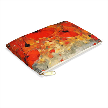 Whimsical Poppy Art on Accessory Pouch