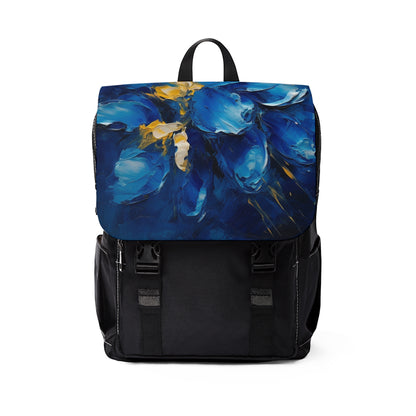 Abstract Wallpaper Unisex Casual Shoulder Backpack:Immersive Floral Beauty with Blue Orchid Motif