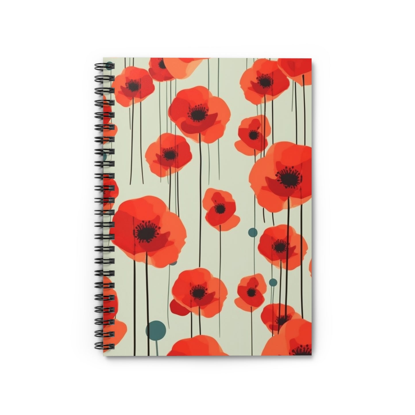 Artistic Delight: Modern Art Spiral Notebook Inspired by Gustav Klimt's Poppies