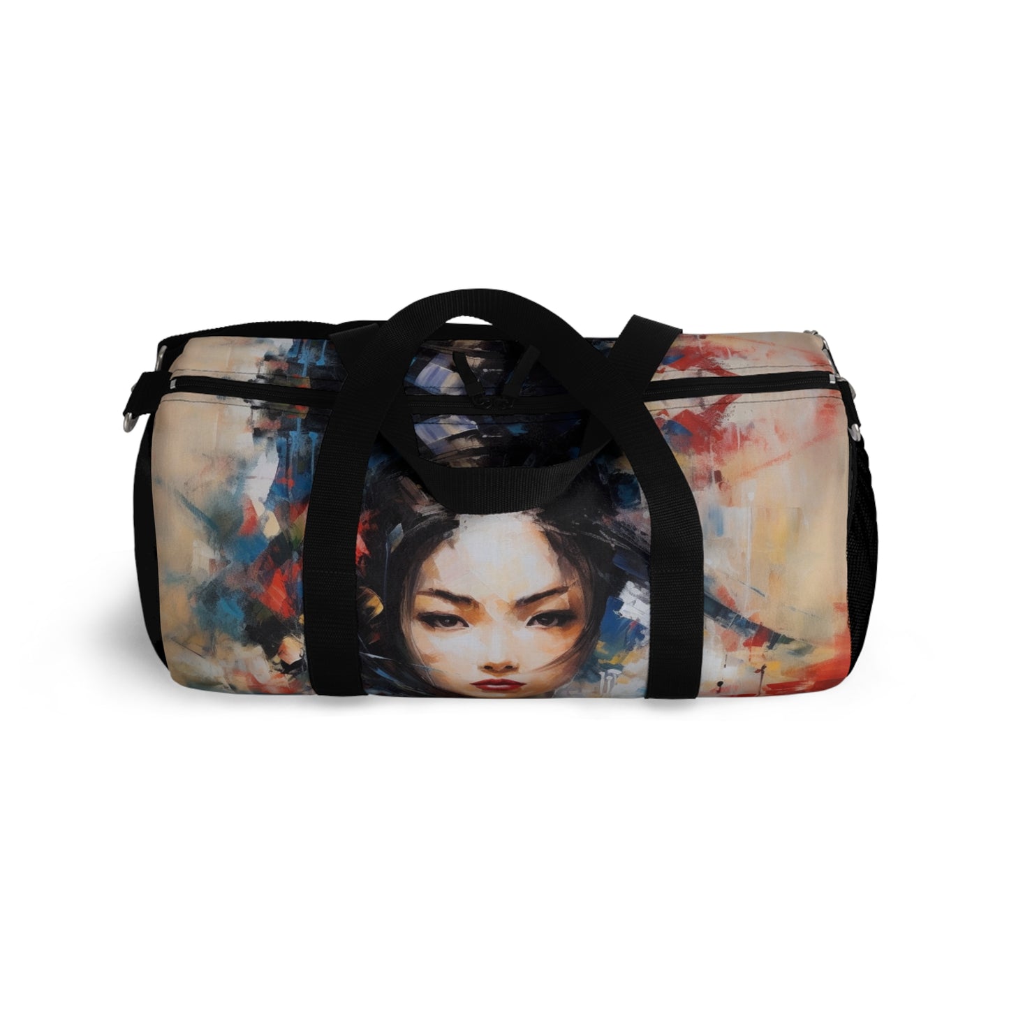 Abstract Geisha Art Duffel Bag: Captivating Brushstrokes in a Japanese Aesthetic