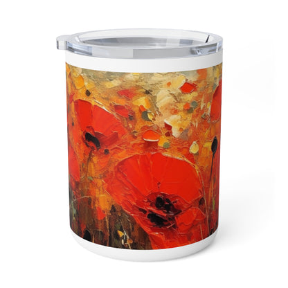 Whimsical Poppy Art on Insulated Coffee Mug