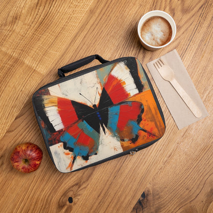 Bauhaus-Inspired Butterfly Symphony: Lunch Bag with Vibrant Colors and Intricate Details