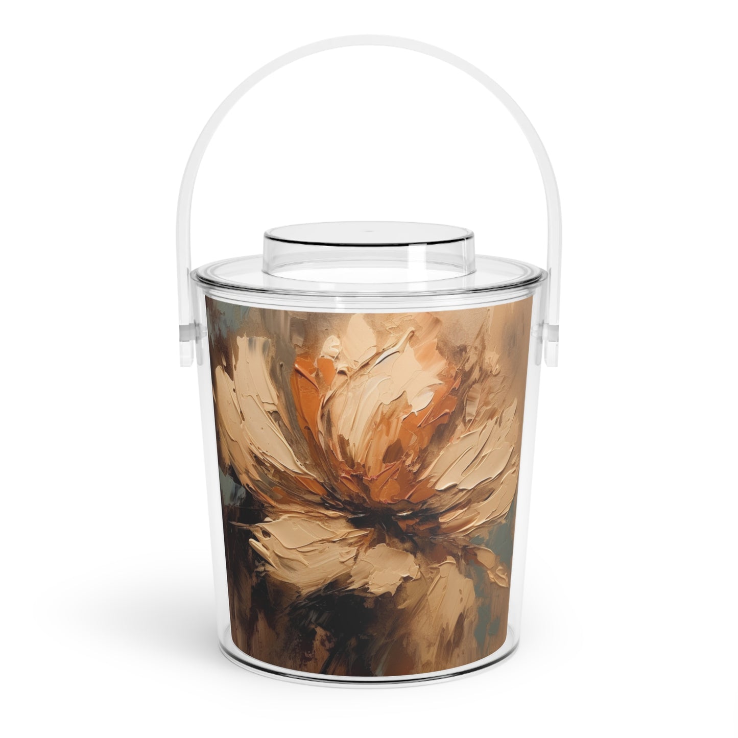 Artistic Fusion: Ice Bucket with Tongs Infused with Tan Hua-Inspired Abstract Art