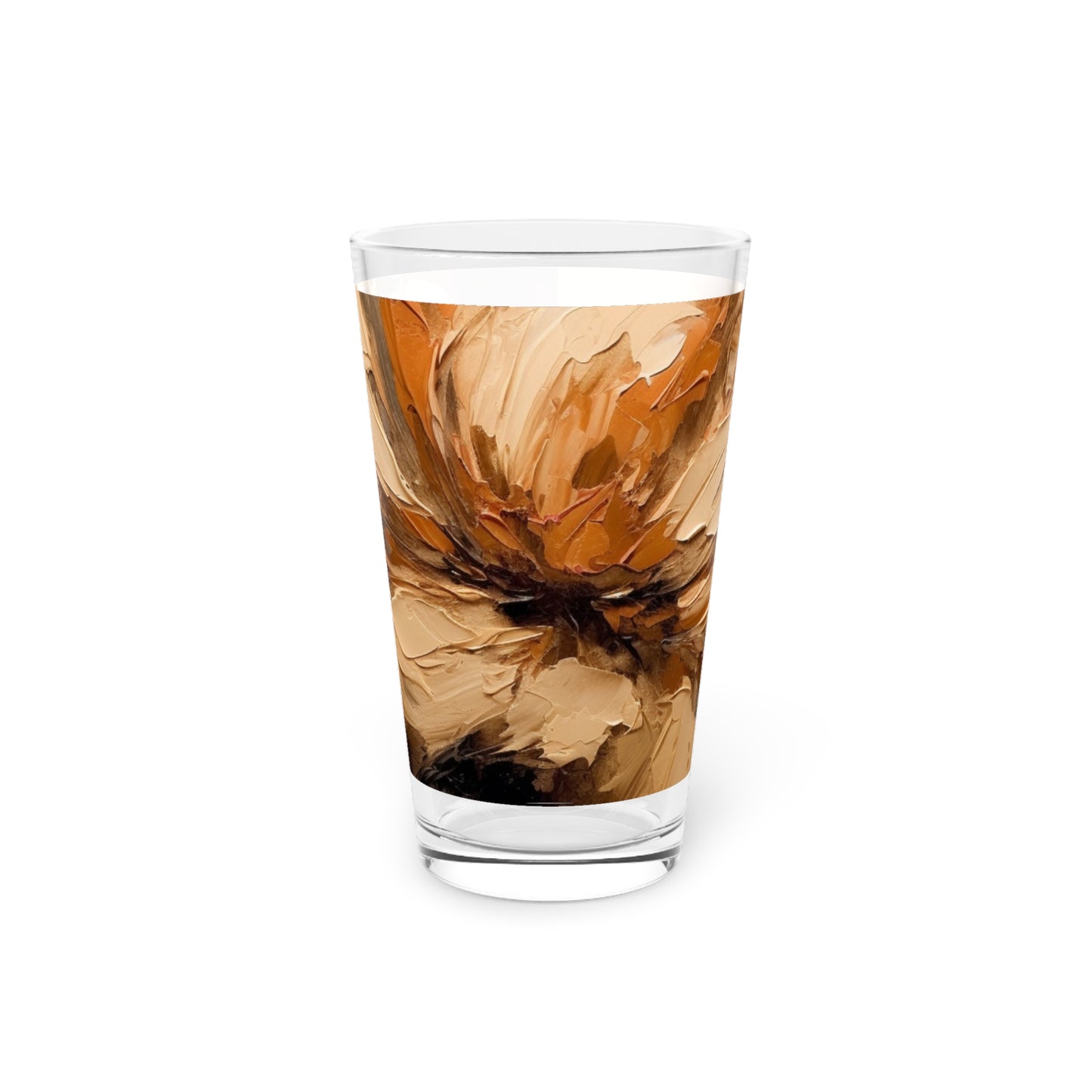 Artistic Fusion: Pint Glass Infused with Tan Hua-Inspired Abstract Art