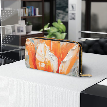 Zipper Wallet with Vibrant Orange Tulip: Embrace the Beauty of Nature