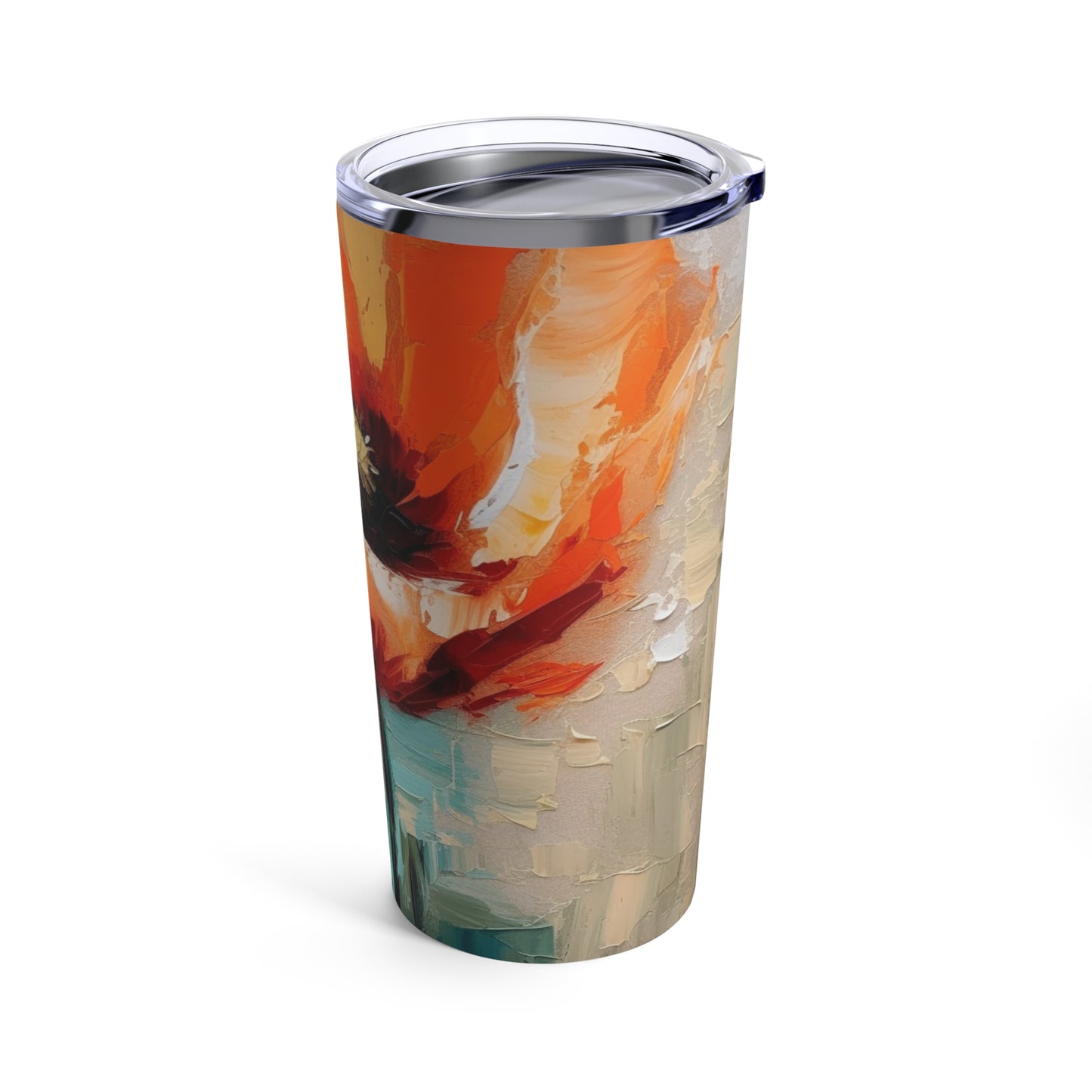 Tumbler with Red Poppy Drawing