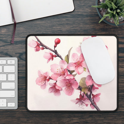 Artistic Flourish: Floral Watercolor Cherry Blossom Gaming Mouse Pad