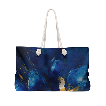 Abstract Wallpaper Weekender Bag: Immersive Floral Beauty with Blue Orchid Motif