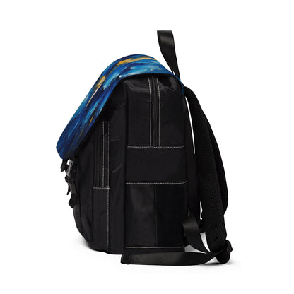 Abstract Wallpaper Unisex Casual Shoulder Backpack:Immersive Floral Beauty with Blue Orchid Motif