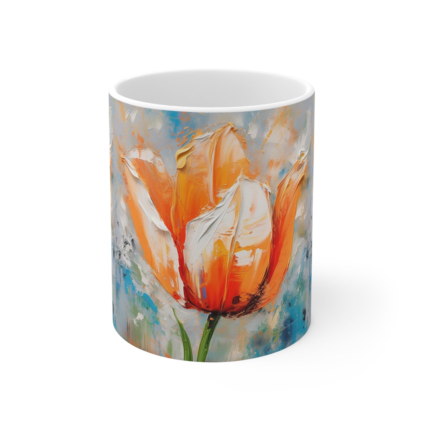 Ceramic Mug with Vibrant Orange Tulip: Embrace the Beauty of Nature