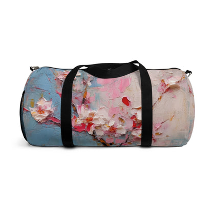 Abstract Backgrounds Duffel Bag: Tranquil Hues and Cherry Blossom Charm