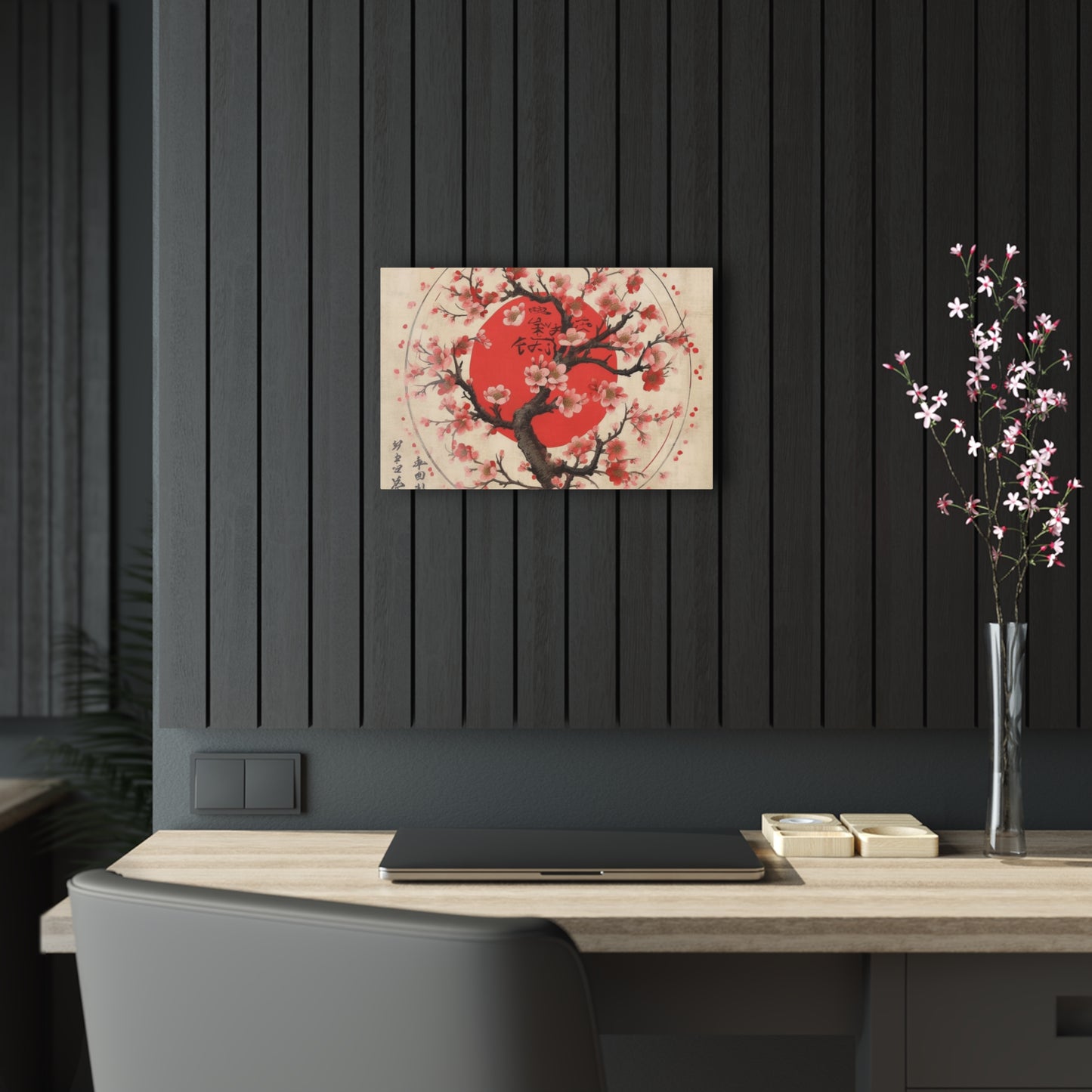 Nature's Brushstrokes: Acrylic Prints Featuring Captivating Cherry Blossom Drawings