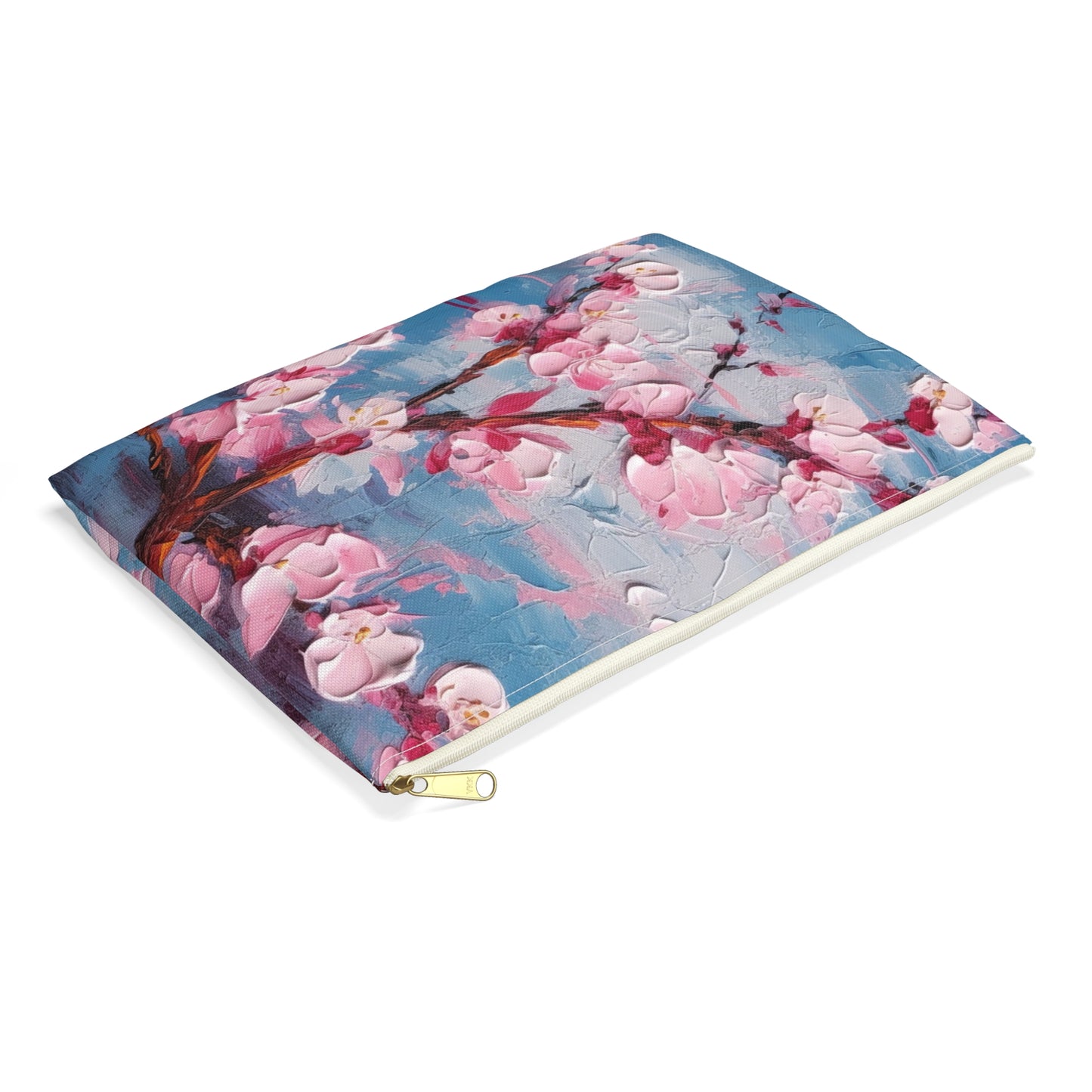 Accessory Pouch with Abstract Cherry Blossom Drawing: Embrace the Serenity