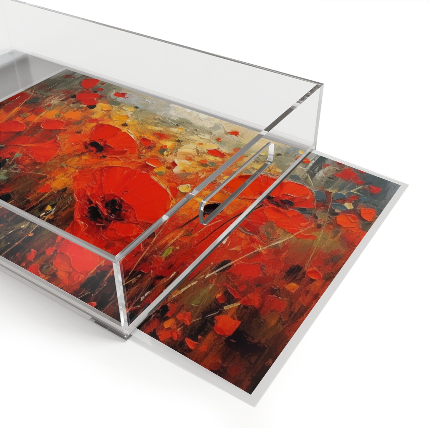 Whimsical Poppy Art on Acrylic Serving Tray