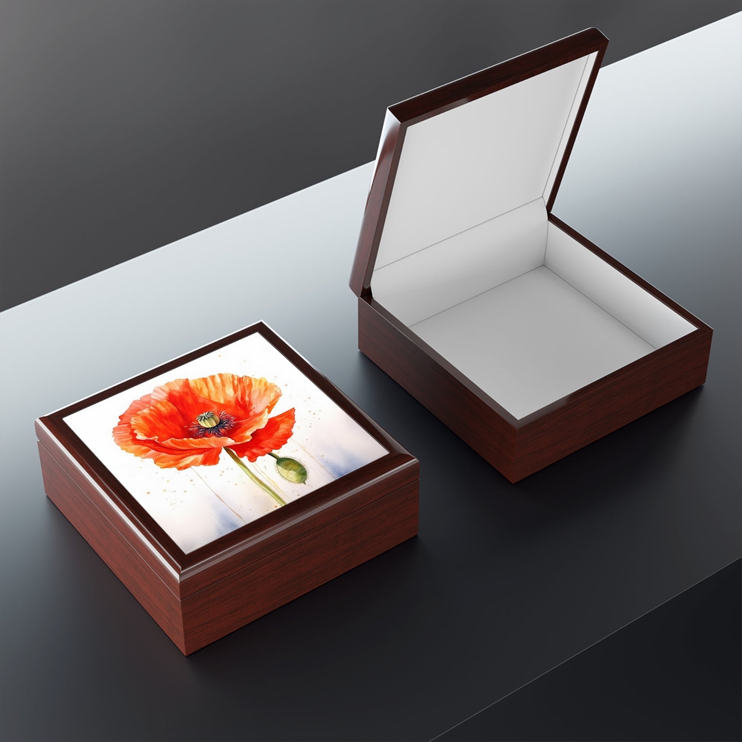 Watercolor Poppy Garden Jewelry Box: Unleash the Beauty of Nature